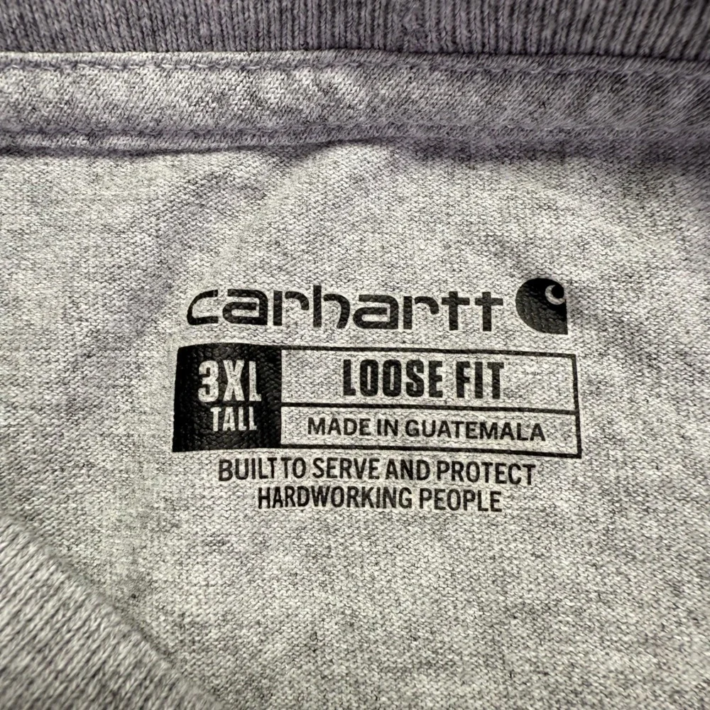 Carhartt Mens 3XL Tall Gray Loose Fit Work Pocket T Shirt Built To Serve - Picture 3 of 7